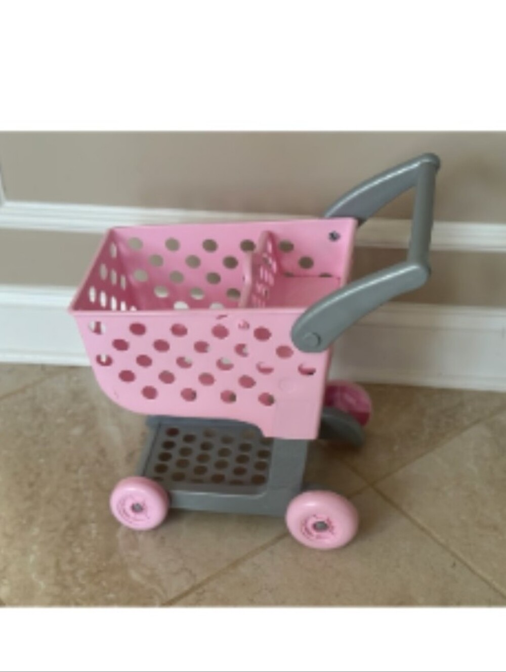 Pink and Gray Kids Toy Shopping Cart